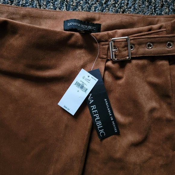 NWT Super Soft Banana Republic Brown Micro Suede Skirt Size 6 - Picture 4 of 9